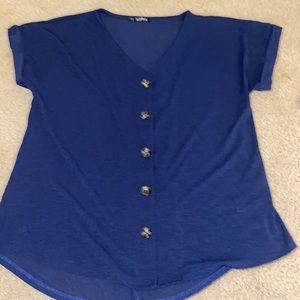 Size small slinky material, navy blue. Only work once. Smoke free home